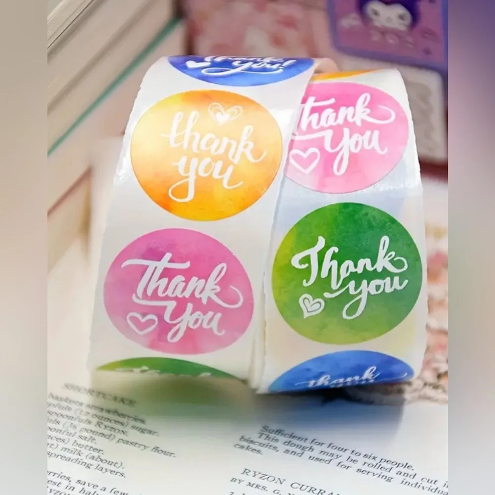 Colorful Rainbow Thank You Sticker 500pcs/Roll